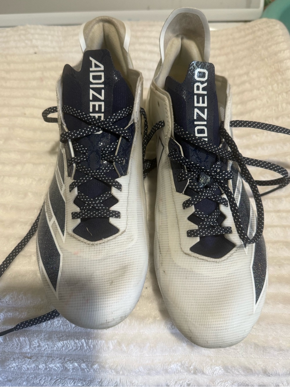 adidas Adizero Men's White and Navy Athletic Shoes